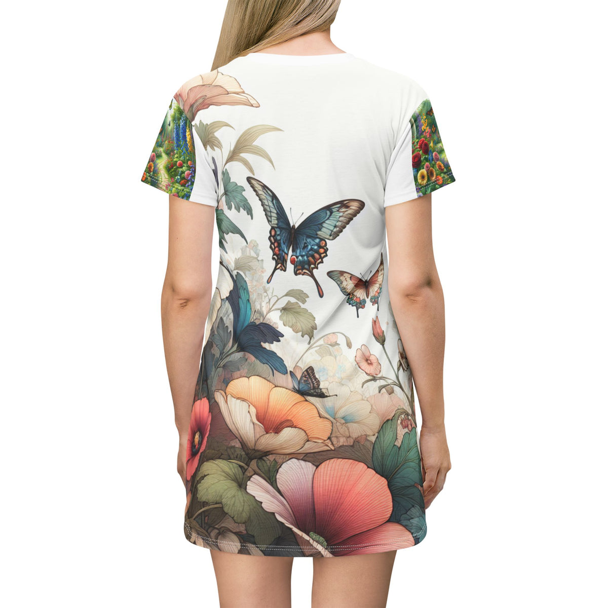 Butterfly Love T-Shirt Dress - Floral Design for Spring Celebrations