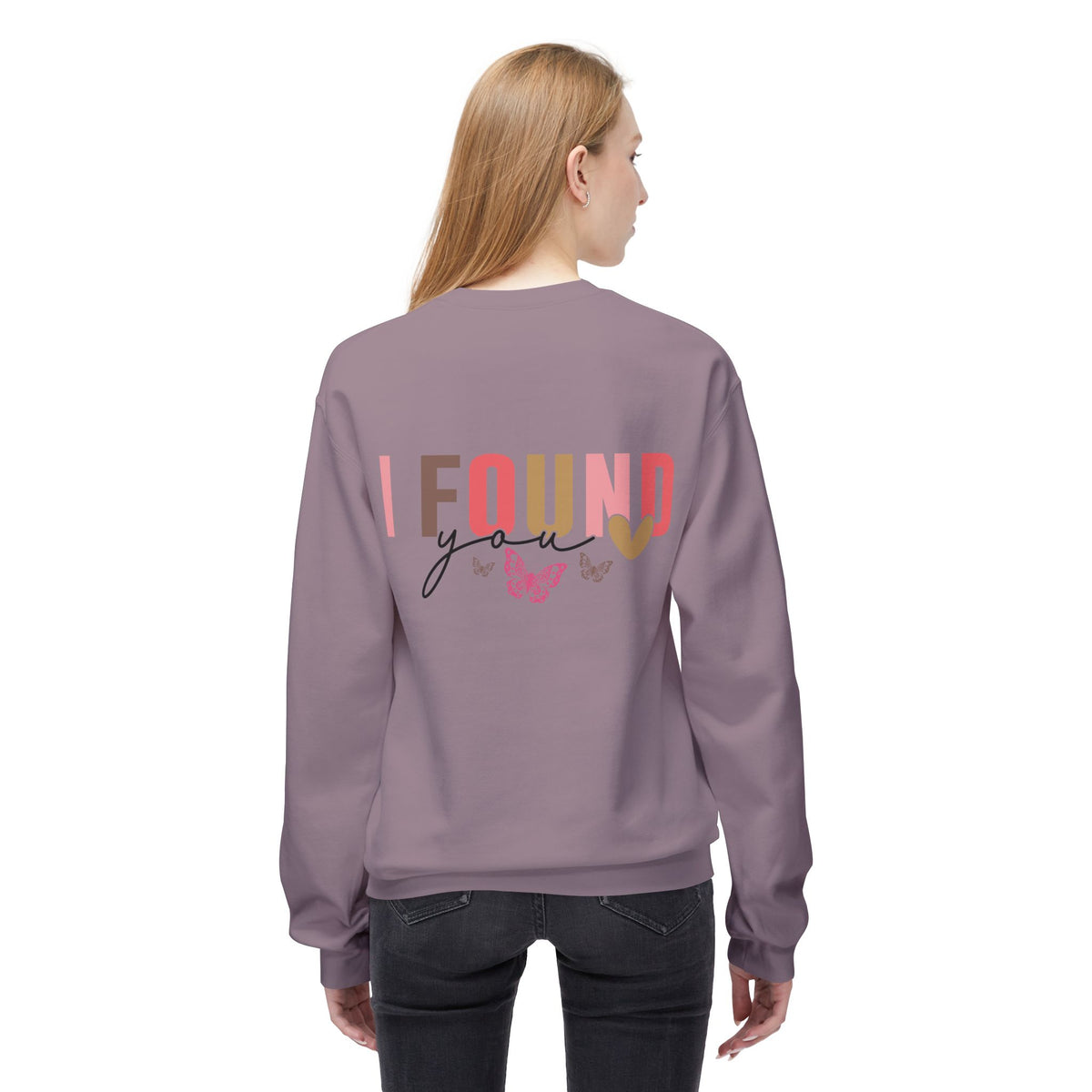 Butterfly Love Crewneck Sweatshirt – 'I'm So Glad I Found You' Motivational Sweater