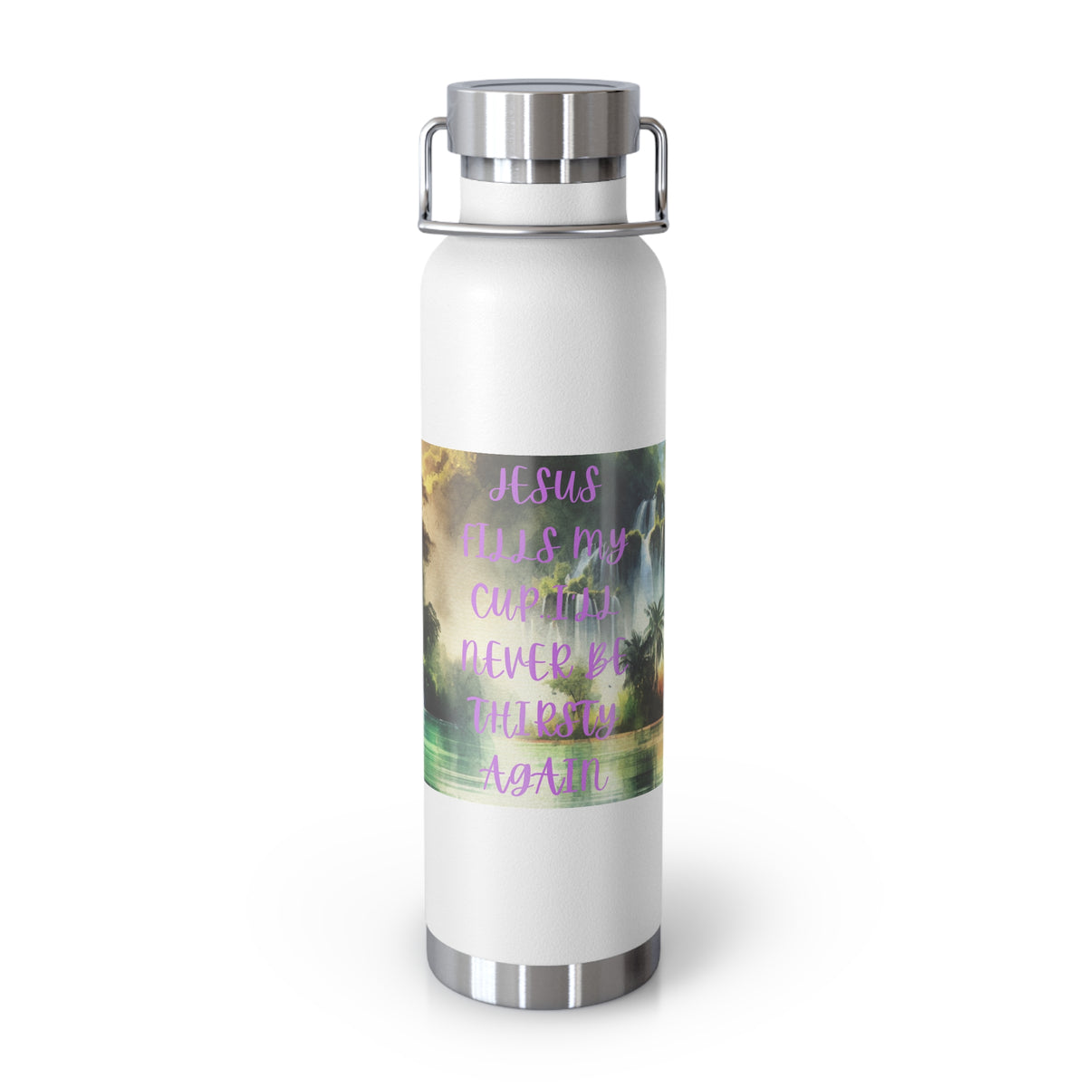 Inspirational Copper Vacuum Insulated Water Bottle - 22oz - "Jesus Fills My Cup"