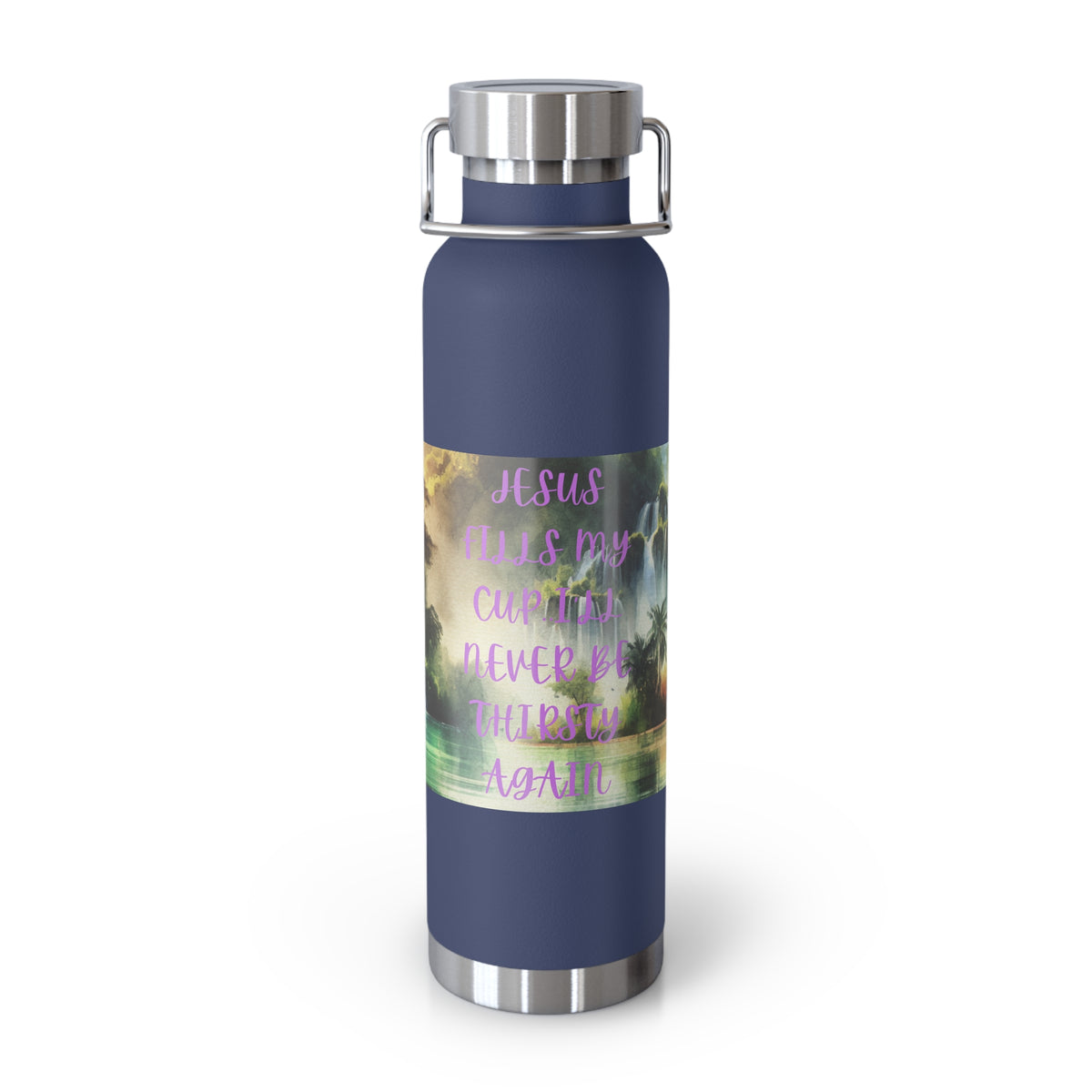 Inspirational Copper Vacuum Insulated Water Bottle - 22oz - "Jesus Fills My Cup"