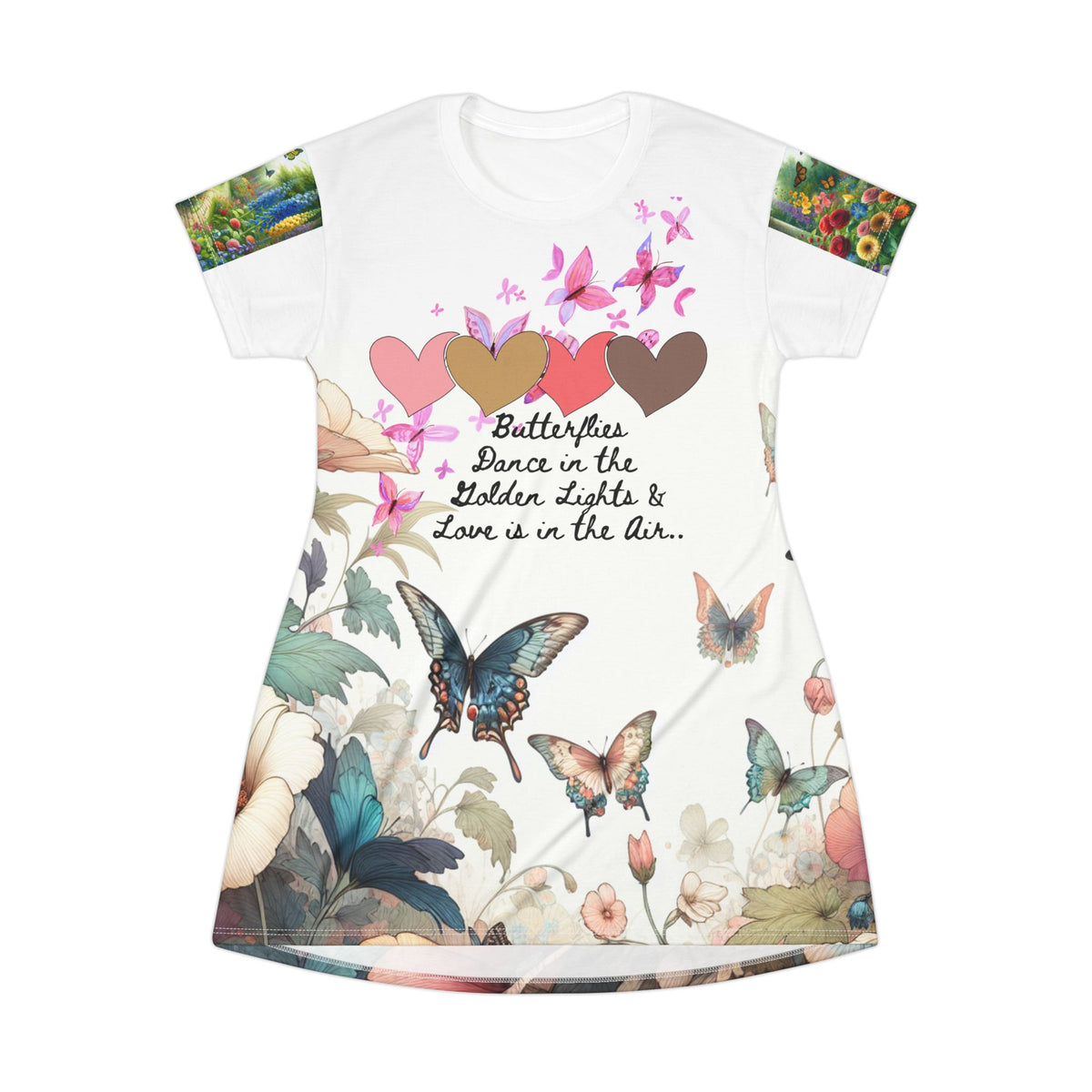 Butterfly Love T-Shirt Dress - Floral Design for Spring Celebrations