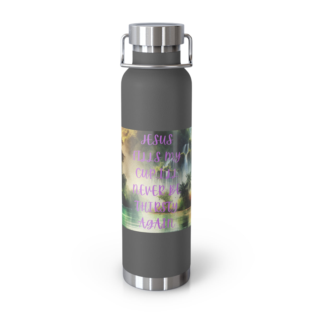 Inspirational Copper Vacuum Insulated Water Bottle - 22oz - "Jesus Fills My Cup"