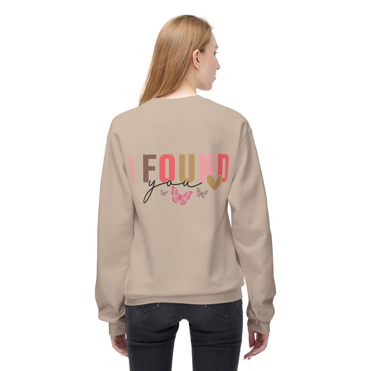 Butterfly Love Crewneck Sweatshirt – 'I'm So Glad I Found You' Motivational Sweater