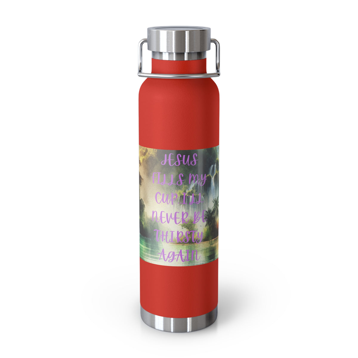Inspirational Copper Vacuum Insulated Water Bottle - 22oz - "Jesus Fills My Cup"