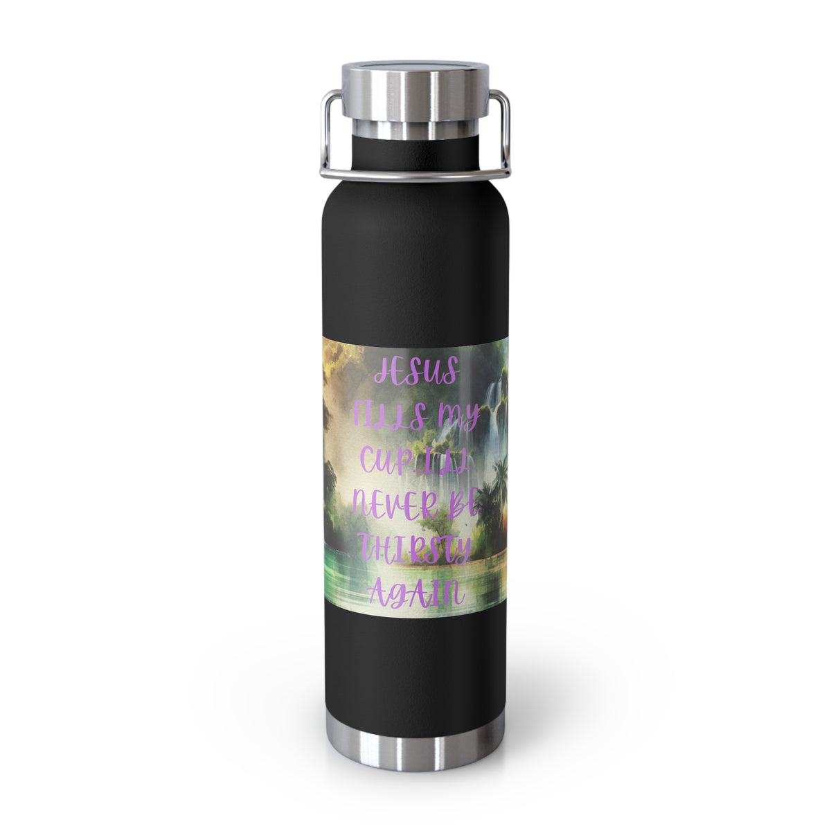 Inspirational Copper Vacuum Insulated Water Bottle - 22oz - "Jesus Fills My Cup"
