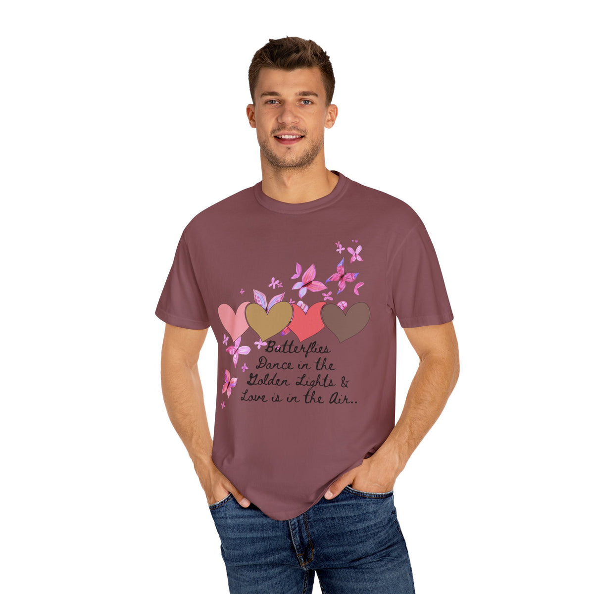 Butterflies & Hearts Love Unisex Garment-Dyed T-Shirt