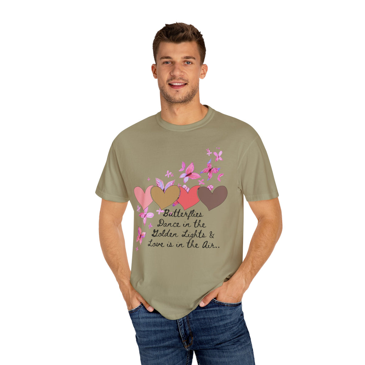 Butterflies & Hearts Love Unisex Garment-Dyed T-Shirt
