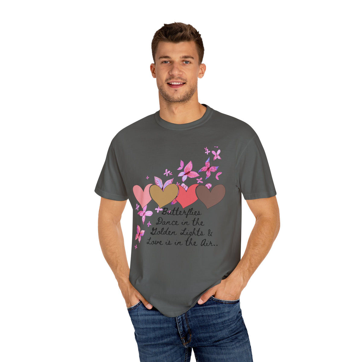 Butterflies & Hearts Love Unisex Garment-Dyed T-Shirt
